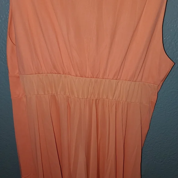 VINTAGE 60/ 70's Maxi Dress Sz 6 V neck sleeveless Tangerine color - Picture 11 of 12